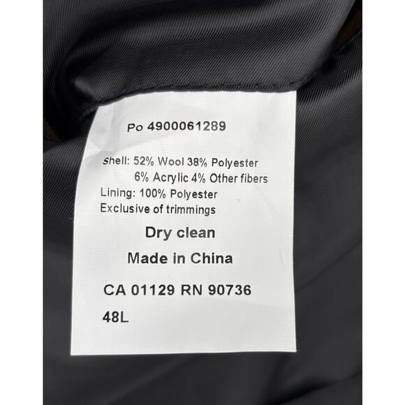 Ralph Lauren Mens Wool Blend Overcoat Size 48L Black Classic Button Front - Picture 10 of 10